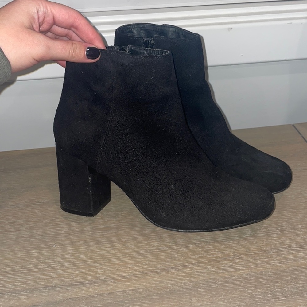 Black suede booties